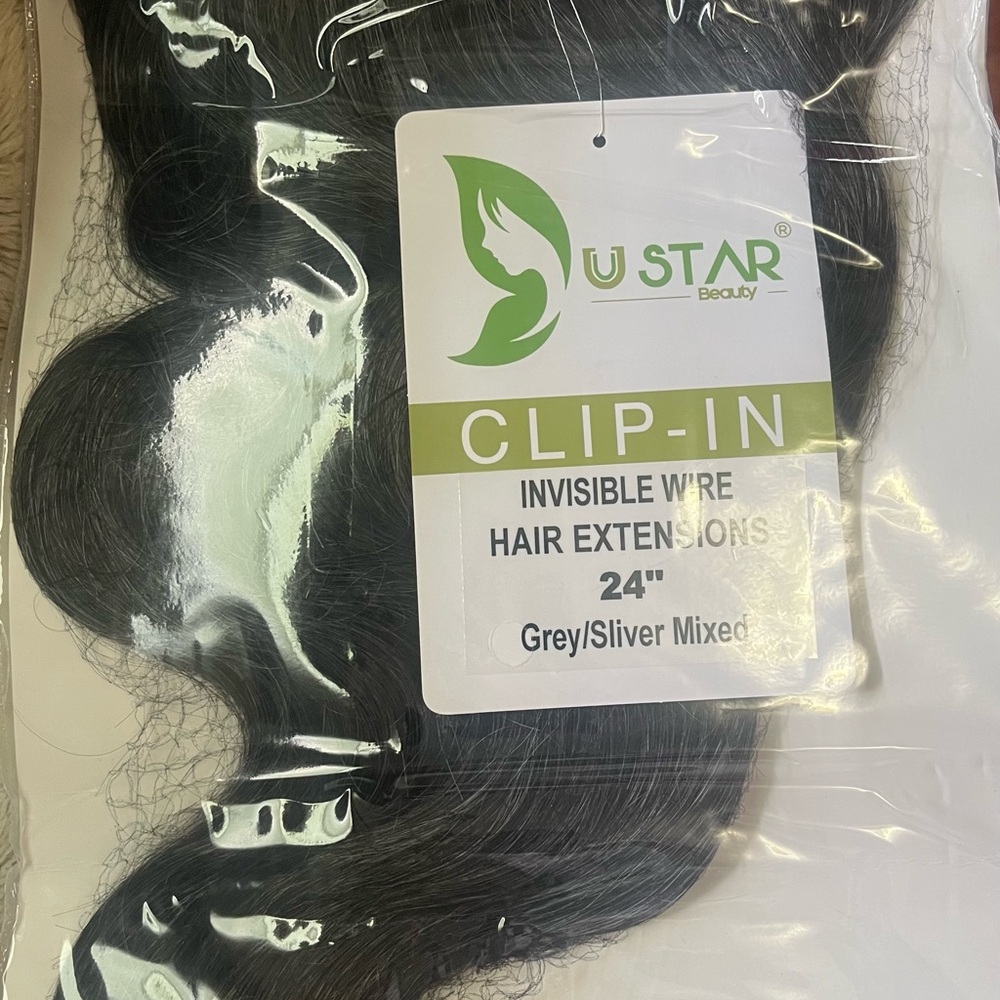 Black gray silver mixed halo 
Hair Extensions